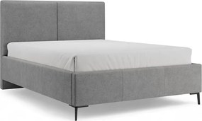 Łóżko tapicerowane Lektis 140x200 ze stelażem i pojemnikiem - szara tkanina łatwoczyszcząca Maya 18 / nogi metalowe czarne