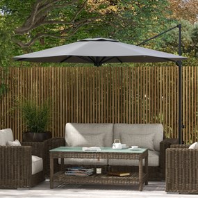 Outsunny Parasol Ogrodowy 3m Korba Regulowany Obrotowy Metal Ciemnoszary | Aosom PL