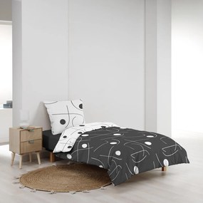 Biało-ciemnoszara pościel jednoosobowa z mikrowłókna 140x200 cm Sonate – douceur d'intérieur