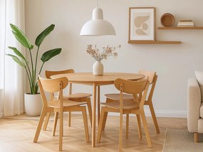 Zestaw jadalniany Lumo – stół okrągły z 4 krzesłami, kolor dębowy lakierowany