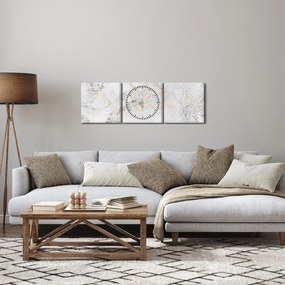 Obraz białej mandali (z zegarem) (90x30 cm)