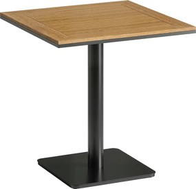 Outsunny Stół balkonowy 70 x 70 cm odporny na warunki atmosferyczne z blatem w wyglądzie drewna, szeroka podstawa, kwadratowy, naturalne drewno | Aosom PL