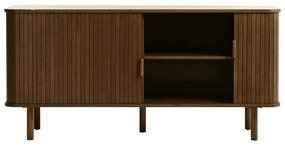 Brązowa niska komoda w dekorze dębu z drzwiami przesuwnymi 76x160 cm Cavo – Unique Furniture