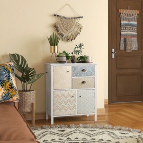 HOMCOM Komoda drewniana biała styl Shabby Chic 2 szuflady 3 szafki 68x34x80 cm | Aosom PL
