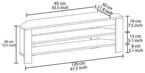 Szara szafka pod TV w dekorze dębu 120x40x30 cm Corner – Kalune Design
