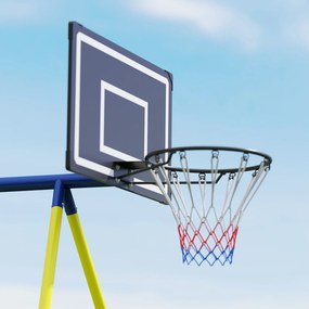 AIYAPLAY Stelaż huśtawki 4 w 1 - zestaw do 150 kg z huśtawką gniazdo, koszem do koszykówki, bramką do piłki nożnej i huśtawką typu U 288 x 160 x 220 cm | Aosom PL