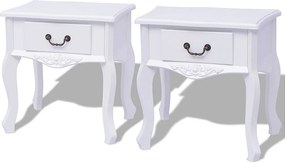 Zestaw 2 Białych Szafek Nocnych z MDF z Wysuwanymi Szufladami - Nowoczesny Design, Kompaktowe i Łatwe w Montażu