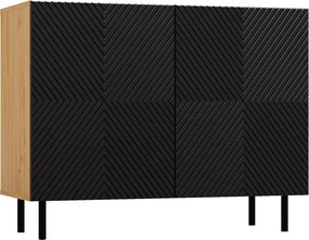 Czarna ryflowana komoda pod telewizor H1-A36