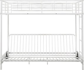 Łóżko na antresoli 90 x 190 cm - Z rozkładaną kanapą - Metal - Kolor biały + futon + materac - MODULO V