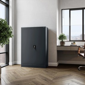 Szafa biurowa na dokumenty metalowa antracyt:  KEVIN, 900 x 1400 x 400 mm