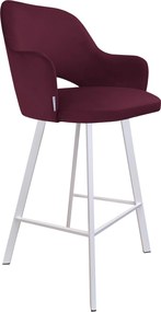 Hoker Milano krzesło barowe tkanina Welur podstawa metalowa : Kolor nogi - Biały profil, Kolor tkaniny - VELVET - MG02, Typ siedziska - Siedzisko stałe