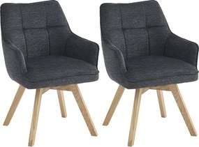 Krzesła do jadalni zestaw 2 szt. - tkanina i metal - antracyt - VINAL