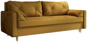 Musztardowa Sofa Rozkładana Z Pojemnikiem Na Pościel B0-B87