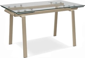 Tommy - Stół rozkładany (140/200 x 80 cm) ze szkła hartowanego w kolorze gołębiej szarości