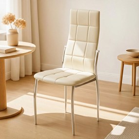 Krzesło Tapicerowane do Jadalni MOLLY Beżowe Ekoskóra Nowoczesne