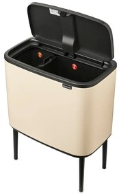 Beżowy stalowy kosz na śmieci do segregacji odpadów otwierany na dotyk 34 l Bo Touch Bin – Brabantia