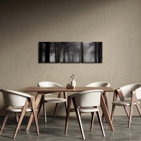 Obraz - Las we mgle (z zegarem) (90x30 cm)
