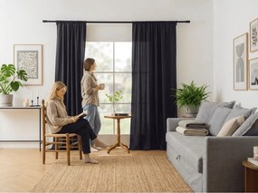 Zasłona OXFORD LIGHT 140x250 cm, ciemnoszara Zawieszanie: Taśma z wiązaniami