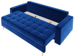 Granatowa welurowa sofa z funkcją spania E4-Z93