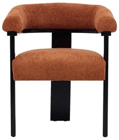 Krzesło z podłokietnikami z teksturowanej tkaniny i drewna kauczukowego - Terakota i czarny - LIVELIA marki Pascal Morabito