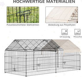 Wybieg dla królików z osłoną UV metalowa klatka ogrodowa beżowa przestronna Aosom PL