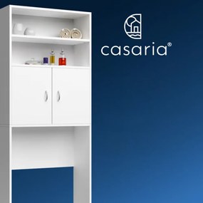 Wysoka szafka nad pralkę SILKE, 185×63×20cm, biała Casaria