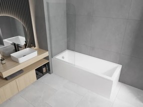 Mexen Cubik wanna prostokątna 150 x 70 cm z obudową i parawanem 1-skrzydłowym 70 cm, transparent, chrom - 550315070X9007010100