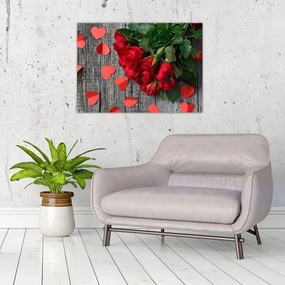 Obraz na szkle - bukiet róż (70x50 cm)