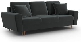 Ciemnoszara aksamitna rozkładana/ze schowkiem sofa 235 cm Kyoto – Cosmopolitan Design