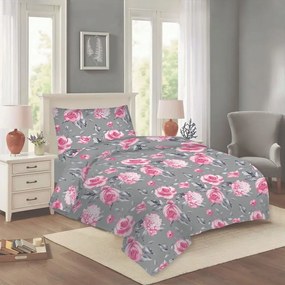 Różowo-szara bawełniana pościel jednoosobowa 140x200 cm Dana – Cotton House
