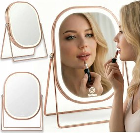 Lusterko Do Makijażu PREMIUM Kosmetyczne POŁYSK Metalowe PODŚWIETLANE LED