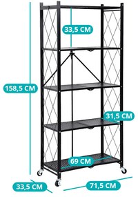 Składany, metalowy regał kuchenny na kółkach