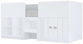 Łóżko podwyższone 90 x 190 cm ze skrzynią i - Biały - BOUTANIO