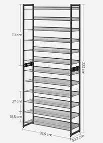 Metalowy wysoki regał na buty T8-K18