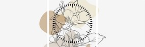 Obraz - Beżowe kwiaty z motylem N⁰1 (z zegarem) (90x30 cm)