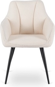Krzesło Tapicerowane do Salonu NAWARA Kremowe Boucle Nowoczesne
