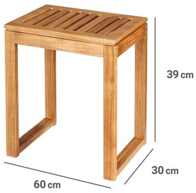 Stołek łazienkowy z drewna akacji FONDI, wys. 46 cm