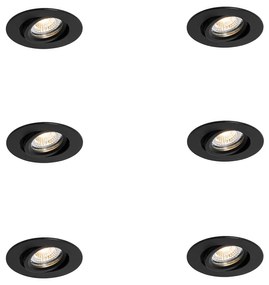 Set van 6 inbouwspots zwart kantelbaar 6,5cm incl. LED IP54 ultra slim - Pupil Oswietlenie wewnetrzne