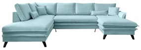 Jasnoniebieska rozkładana sofa w kształcie litery "U" Miuform Charming Charlie, lewostronna