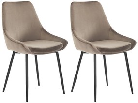 Zestaw 2 krzeseł MASURIE - welur - kolor taupe