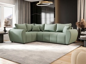 BEDANTE narożnik MOLISA L PLUS Cosmic 16 lewa jasnozielony z funkcją spania sofa w kształcie litery L z pojemnikiem na pościel