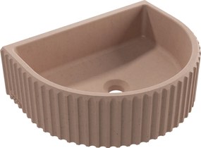 Umywalka betonowa podwieszana / nablatowa półokrągła bez otworu na baterię 45 x 36 cm MUSLIN | różne kolory : Kolor - Różowy, Typ montażu - podwieszana