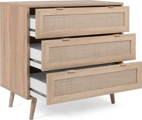 Komoda pokojowa z szufladami Bali 3S z folią imitującą plecionkę