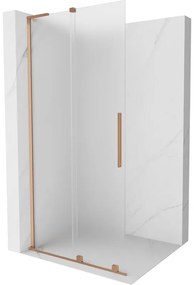 Mexen Velar L ścianka prysznicowa rozsuwana Walk-in 110 x 200 cm, szron 8 mm, miedź szczotkowana - 871-110-003-33-65