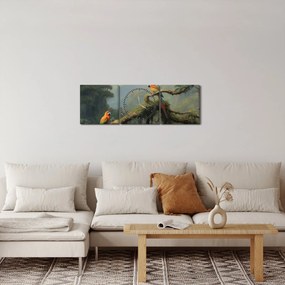 Obraz - Las tropikalny (z zegarem) (90x30 cm)