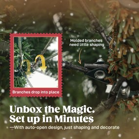 HOMCOM Sztuczna choinka z realistycznymi gałęziami, jodła, metalowy stojak, łatwy montaż, zielona | Aosom PL