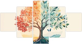 Obraz – Podwójne drzewo z motylem (125x70 cm)