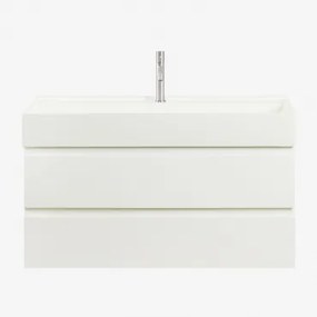 Zestaw Wiszących Mebli Łazienkowych Z Drewna I Forniru Jesionowego Zintegrowany Z Umywalką Ona - Sklum