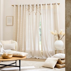 Zasłona okienna z jutowym dekorem, 140 x 240 cm, LACIA