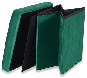 Zielony składany taboret CUBEXO VELVET M